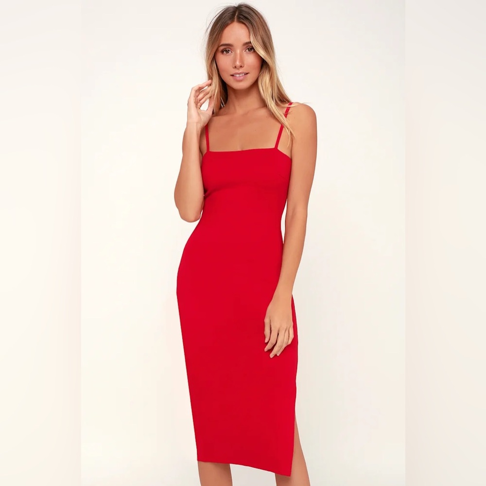 Red Bodycon Midi Dress